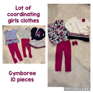 Gymboree Girls Clothing Set - Dark Pink, Navy, White